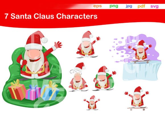 7 Christmas Santa Claus Mascot for Seasonal Illustrations