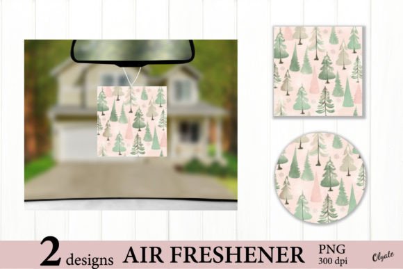 Car Air Freshener Sublimation. Christmas Illustrations