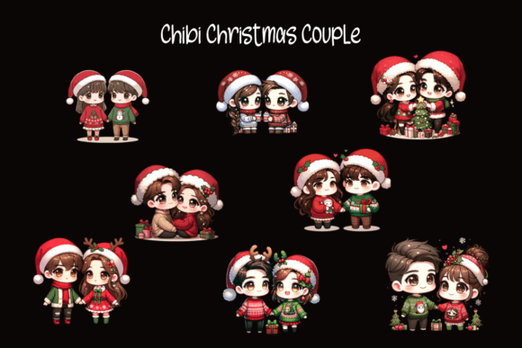 Chibi Christmas Couples: Festive Illustrations for Modern Blogs