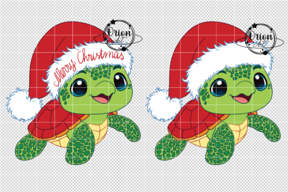 Christmas Baby Sea Turtle Clipart PNG for Illustrations
