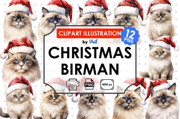 Christmas Birman Clipart Bundle for Creative Illustrations