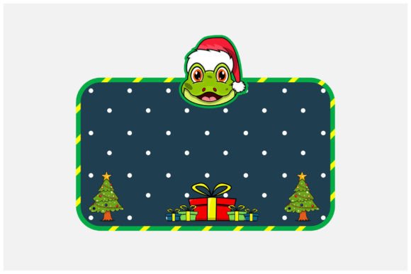 Christmas Blank Card with Frog Head Illustrations
