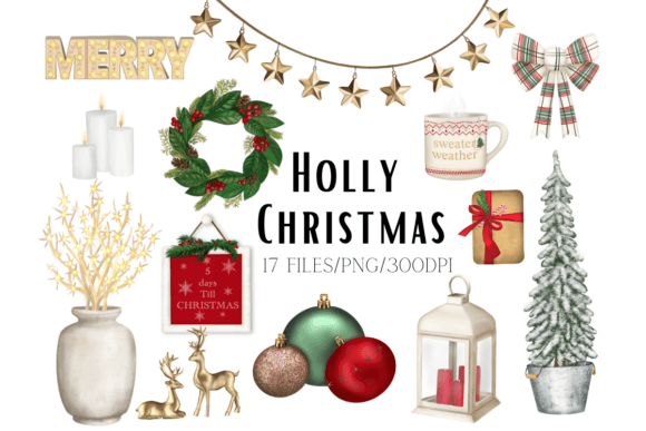 Christmas Classic PNG Digital Stickers for Illustrations