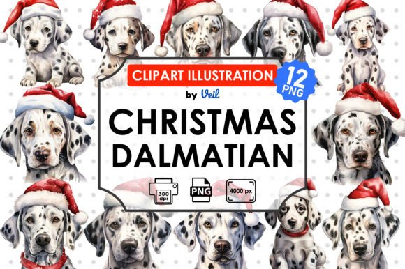 Christmas Dalmatian Clipart Sublimation Review for Illustrations