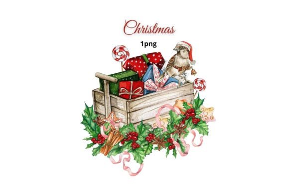 Christmas Gifts in the Wooden Cart: Modern Design Assets for Editors