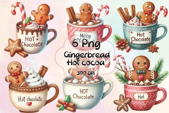 Christmas Gingerbread Hot Cocoa Clipart for Illustrations