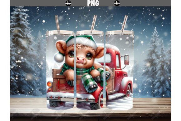 Christmas Highland Cow Tumbler Wrap PNG Review