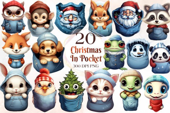Christmas in Pocket Sublimation Clipart for Seasonal Illustrations