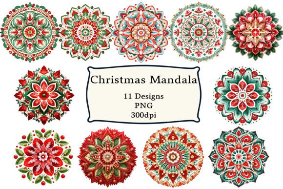 Christmas Mandala Clipart Sublimation for Modern Illustrations