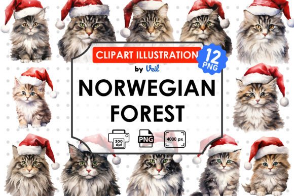 Christmas Norwegian Forest Clipart for Illustrations