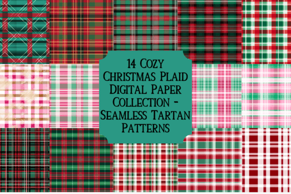 Cozy Christmas Plaid Digital Paper Tile for Illustrations