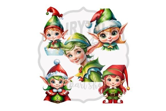 Cute Christmas Elves Clipart for Holiday Illustrations