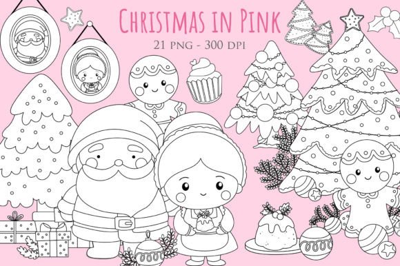 Cute Christmas Santa Claus Cartoon Stamp in Illustrations