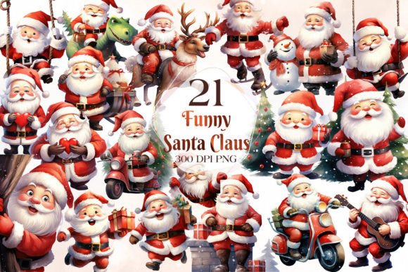 Funny Christmas Santa Claus Clipart for Modern Illustrations