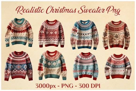 Realistic Christmas Sweater Sublimation for Illustrations