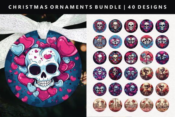 Skull Christmas Ornament Bundle: Modern Illustrations for Digital Publishing