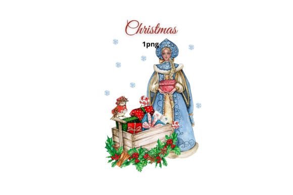 The Snow Maiden in a Christmas Dress Illustrations