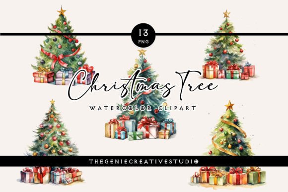 Watercolor Christmas Tree PNG Clipart for Seasonal Illustrations